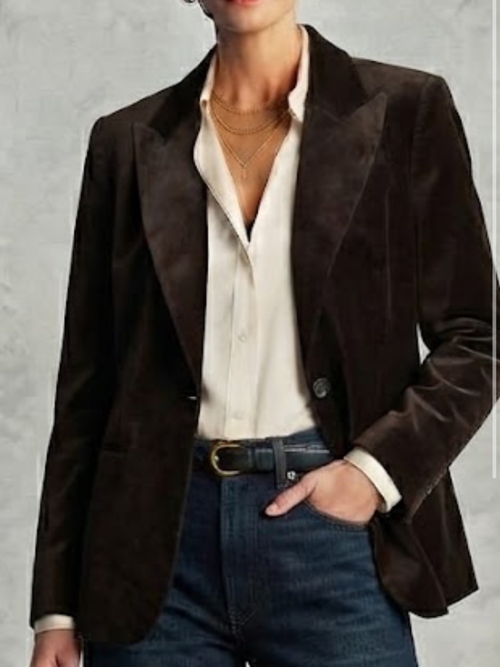 Norma Kamali Black Micro Corduroy Blazer Size 16 Deep V Neck